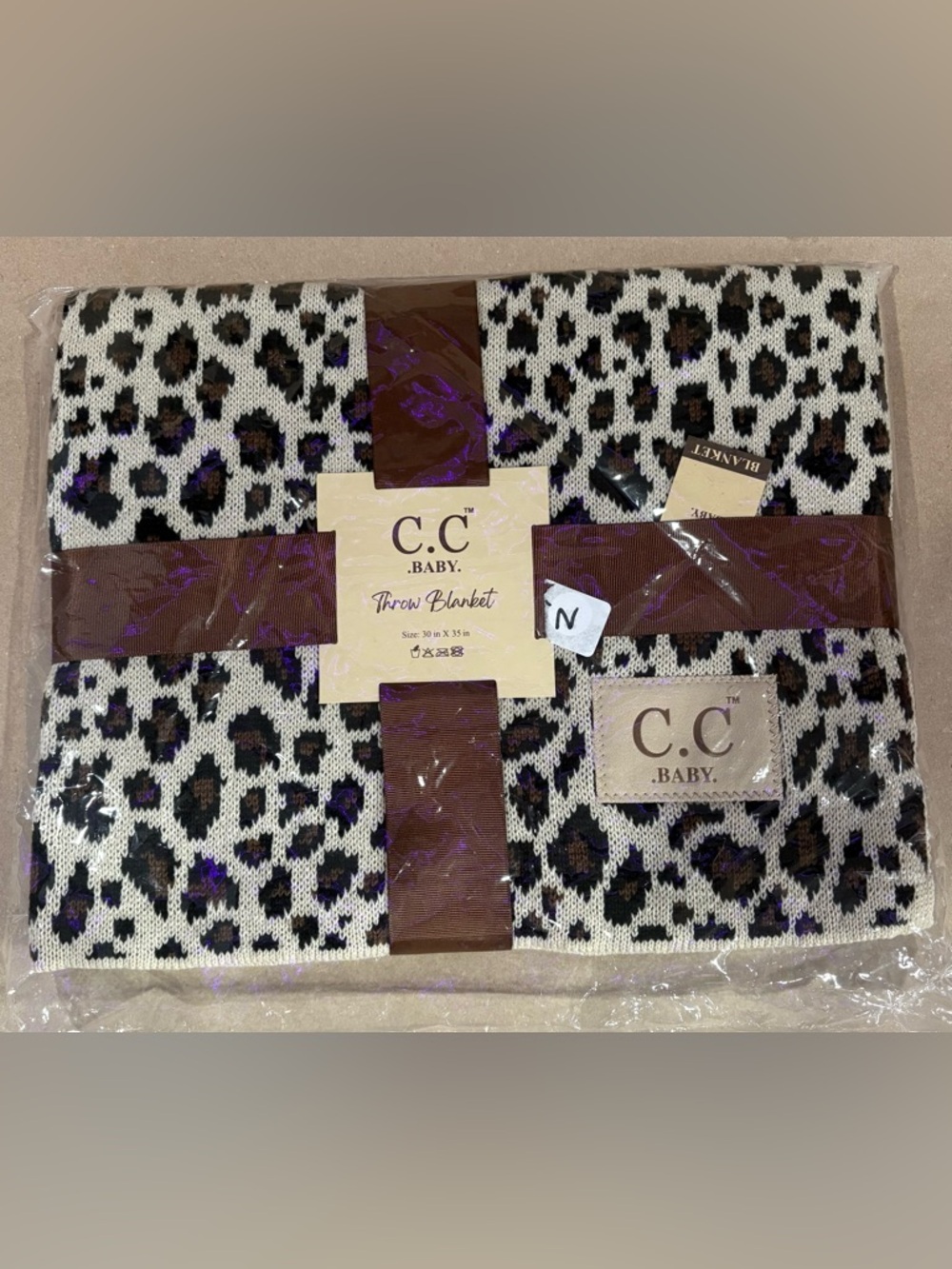 C.C. Baby Leopard Print Throw Blanket - Cream, Black & Brown